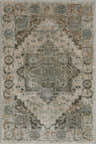 Close-up of the Tadian Thick Luxe Boutique Rug. Features an oriental pattern in charcoal, taupe, and light beige tones. Design-Rectangle-23