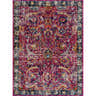 Close-up of the New Vick Area Rug. Traditional rug with a floral pattern in magenta, navy, orange, and gold. Design-Rectangle-46