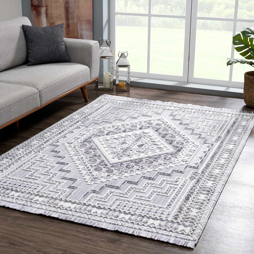 Alya 3D Saxony  with Fringes Area Rug - Clearance