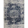 Close-up of the New Limestone Area Rug. Machine-woven rug in medium gray and navy with a traditional, distressed pattern. Design-Rectangle