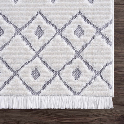 Off-White Beil Textured Trellis Fringe Carpet - Limited Edition