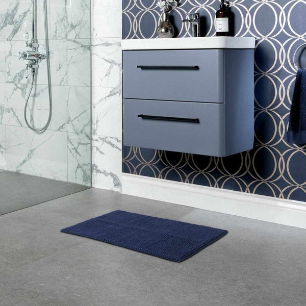 Navy Blue Bathroom Rug Washable
