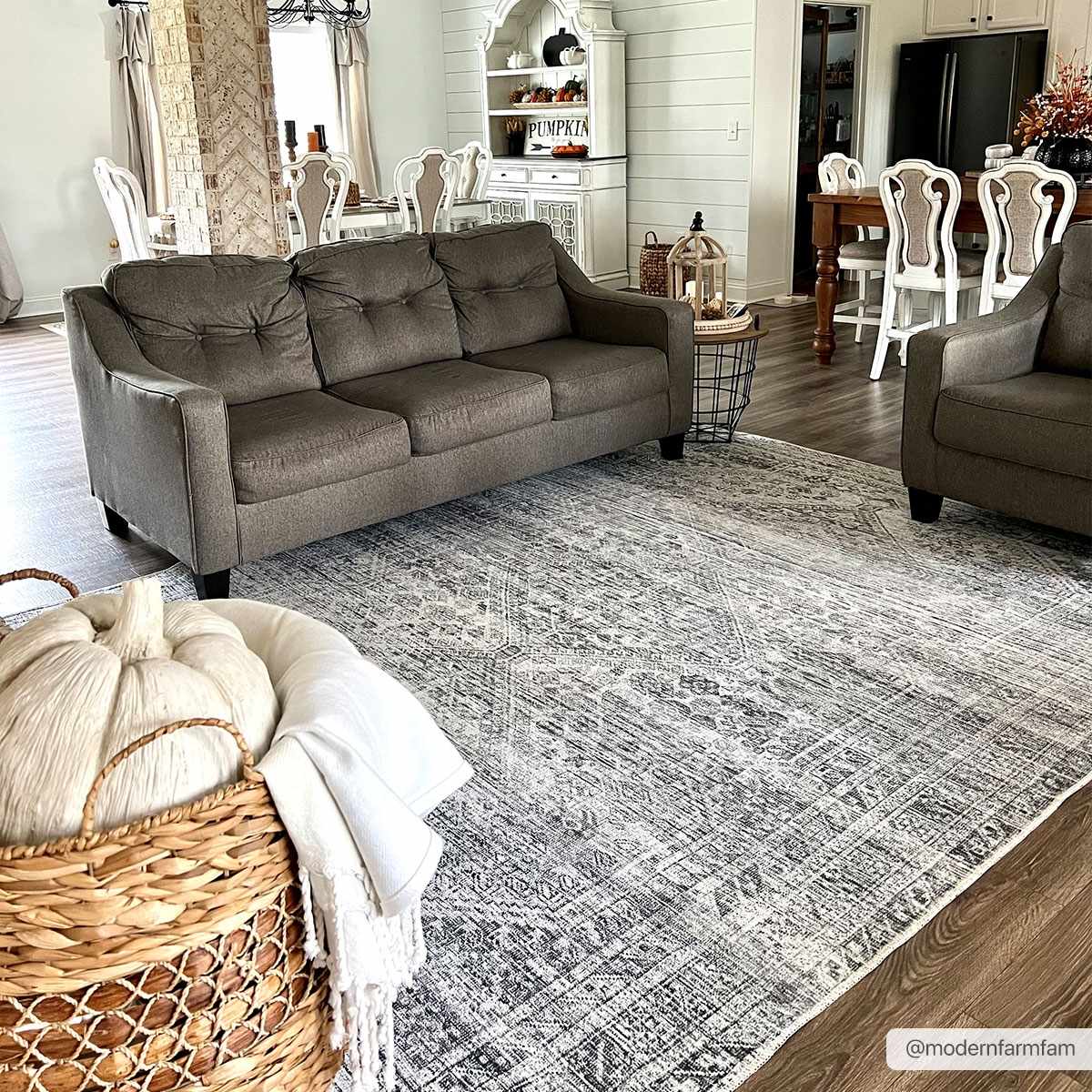 Barny Cream & Gray Washable Rug