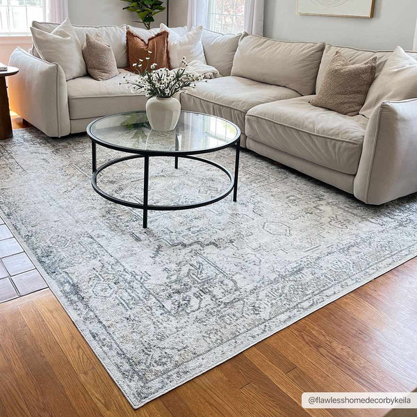 5'x8' Ivory Grey Machine Woven Abstract Industrial Style Indoor Area Rug