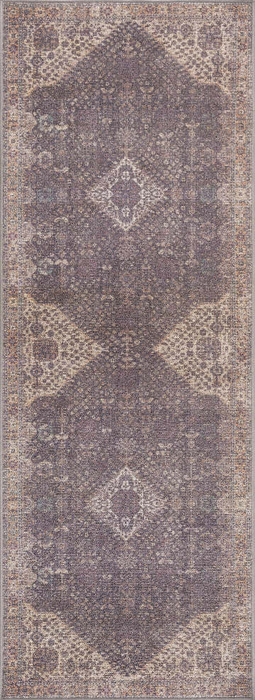 Close-up of the Seok Washable Area Rug, showcasing its traditional Persian-style pattern in beige, brown, and gray tones. Design-Runner