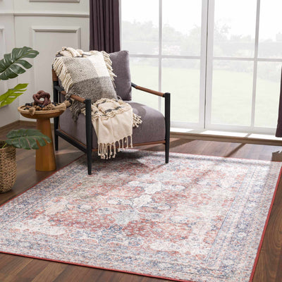 Ambre Red Washable Area Rug