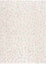 Close-up of the Cansu Pink & Cream Dotted Area Rug. Shag texture with pink, beige, and gray polka dot pattern on cream. Design-Rectangle-5373