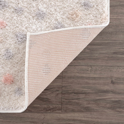 Cansu Pink & Cream Dotted Area Rug