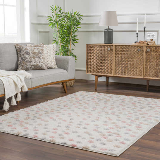 Cansu Pink & Cream Dotted Area Rug – Boutique Rugs