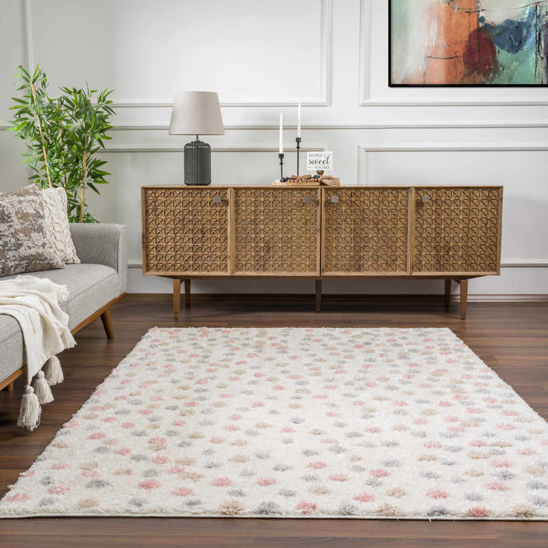 Cansu Pink & Cream Dotted Area Rug – Boutique Rugs