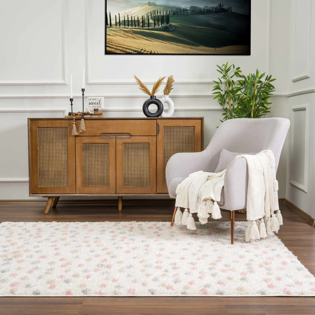 Cansu Pink & Cream Dotted Area Rug – Boutique Rugs