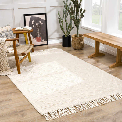 Ramsbury Beige Trellis Wool Rug