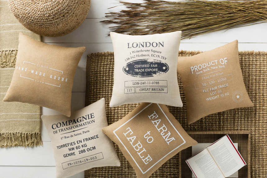 Farm to Table - Jute Square Pillow Cover - Clearance