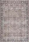 Close-up of the Ganyangan Washable Rug. Oriental design in tan, cream, charcoal, and brown. Vintage, Persian style. Design-Rectangle-5373