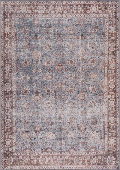 Brown Blue Dauis Vintage Washable Area Rug - Clearance