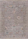 Detailed view of the Scole Area Rug. Traditional oriental pattern in dark blue, dusty pink, and ivory. Machine woven polyester rug. Design-Rectangle-5376