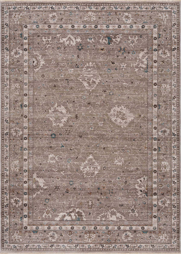 Detailed brown Bolitoc Area Rug with traditional oriental design and ivory, blue and sage accents. Design-Rectangle-5376
