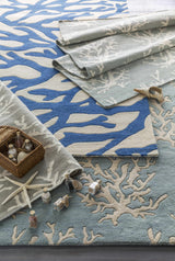 Carversville Ice Blue Botanical Wool Rug - Clearance