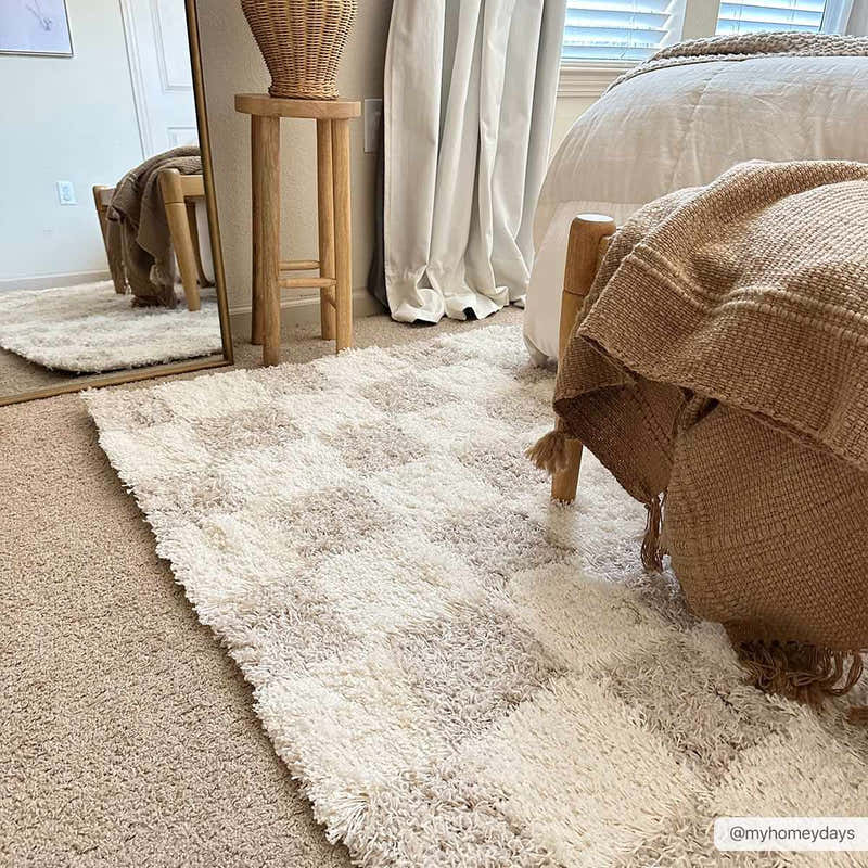 Atira Light Brown Checkered Area Rug – Boutique Rugs