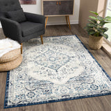 KMRSH-4604 Blue Medallion 5x7  Area Rug - Clearance