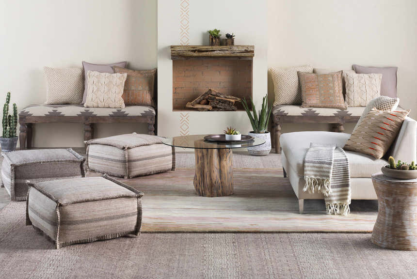 Tubigan Rustic Ribbed Hourglass End Table