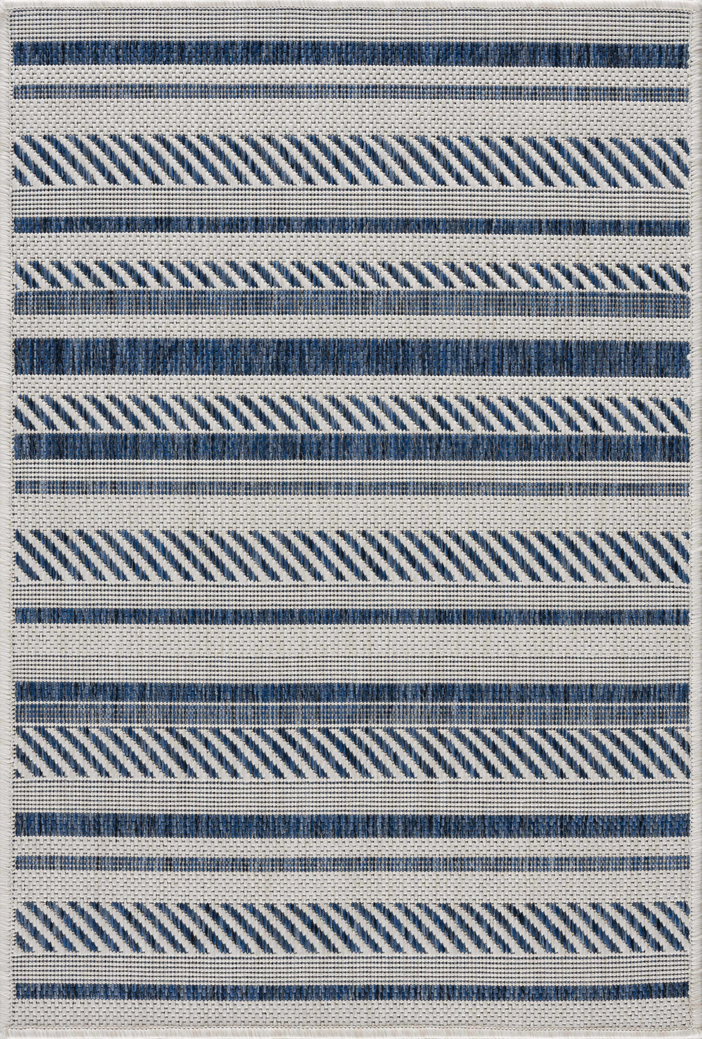 Olin White&Blue Striped Nordic Rug