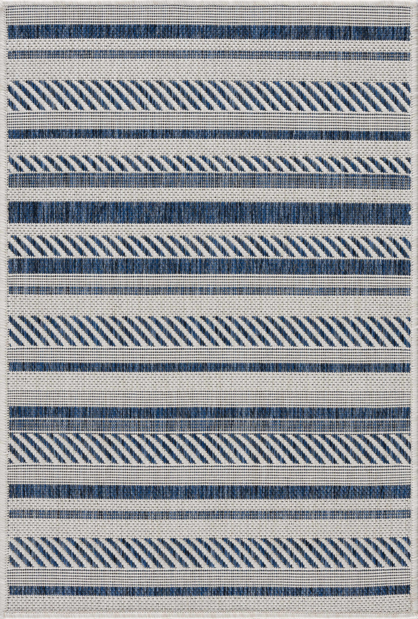 Olin White&Blue Striped Nordic Rug
