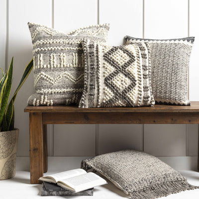 Maywood Cream Wool&Cotton Throw Pillow