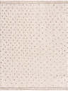 Close up of the Julie Ivory & Brown Area Rug showing the beige base and brown dotted pattern and textured border. Design-Rectangle-537