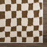 Lajos Brown Checkered Shag Rug
