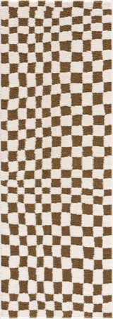 Lajos Brown Checkered Shag Rug