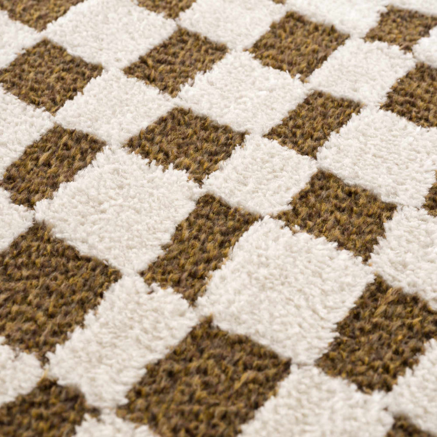 Lajos Brown Checkered Shag Rug