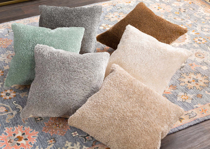 Mertzon Cozy Brown Shag Throw Pillow - Clearance