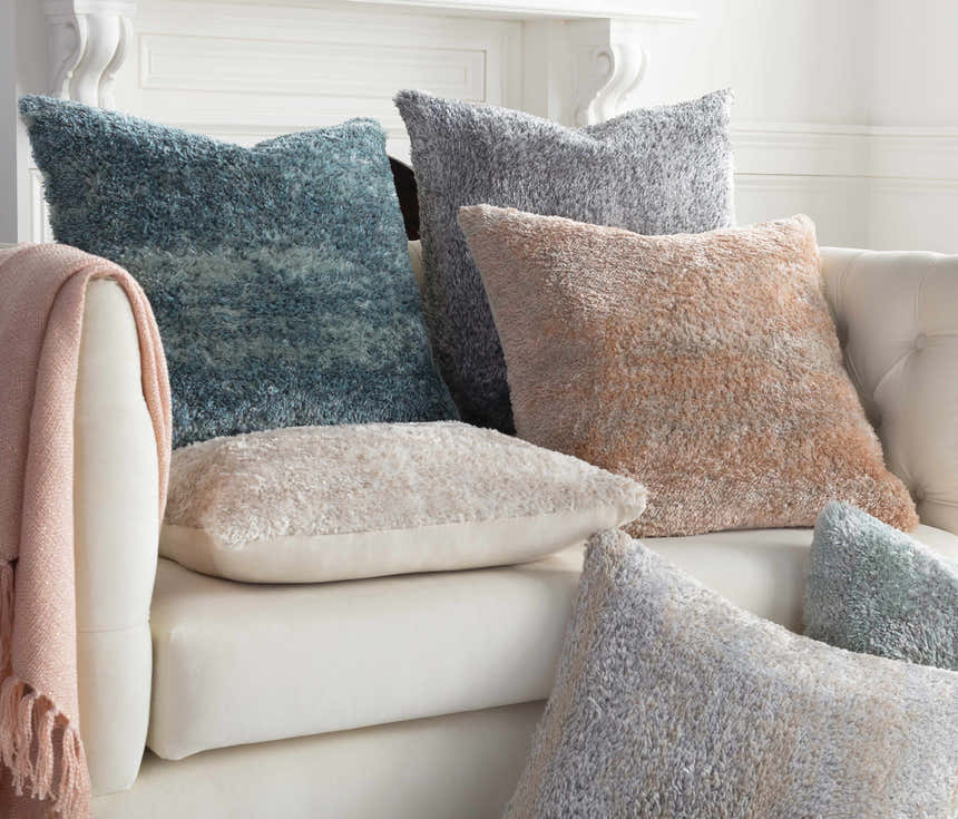 Kinnear Plush Gray&Beige Throw Pillow - Clearance