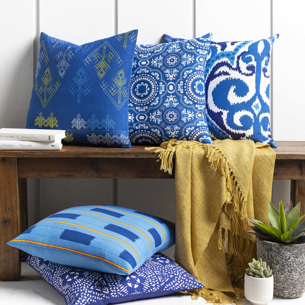 Naselle Blue Geometric Square Throw Pillow - Clearance