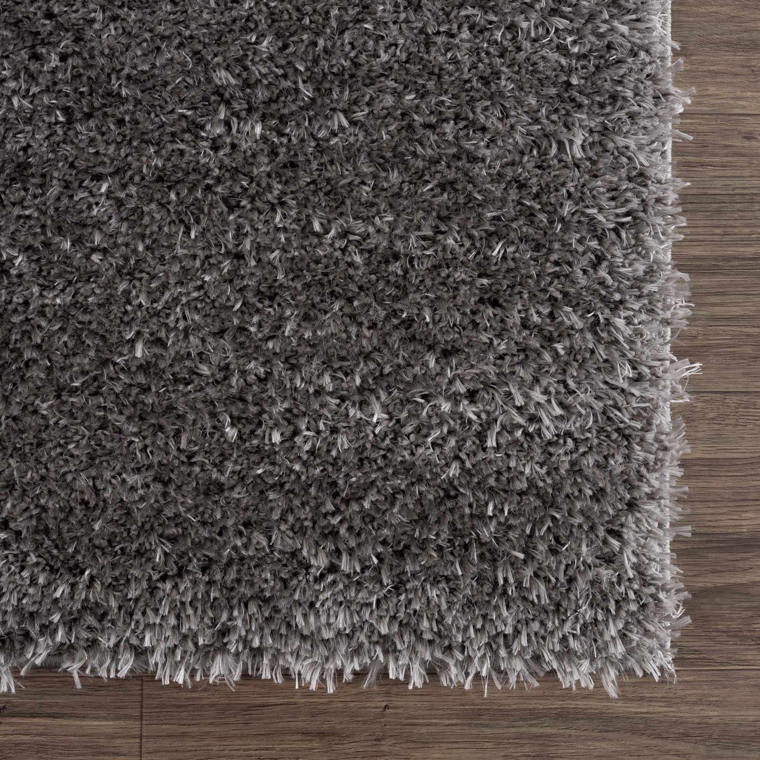 Faina Solid Dark Gray Shag Washable Area Rug - Clearance