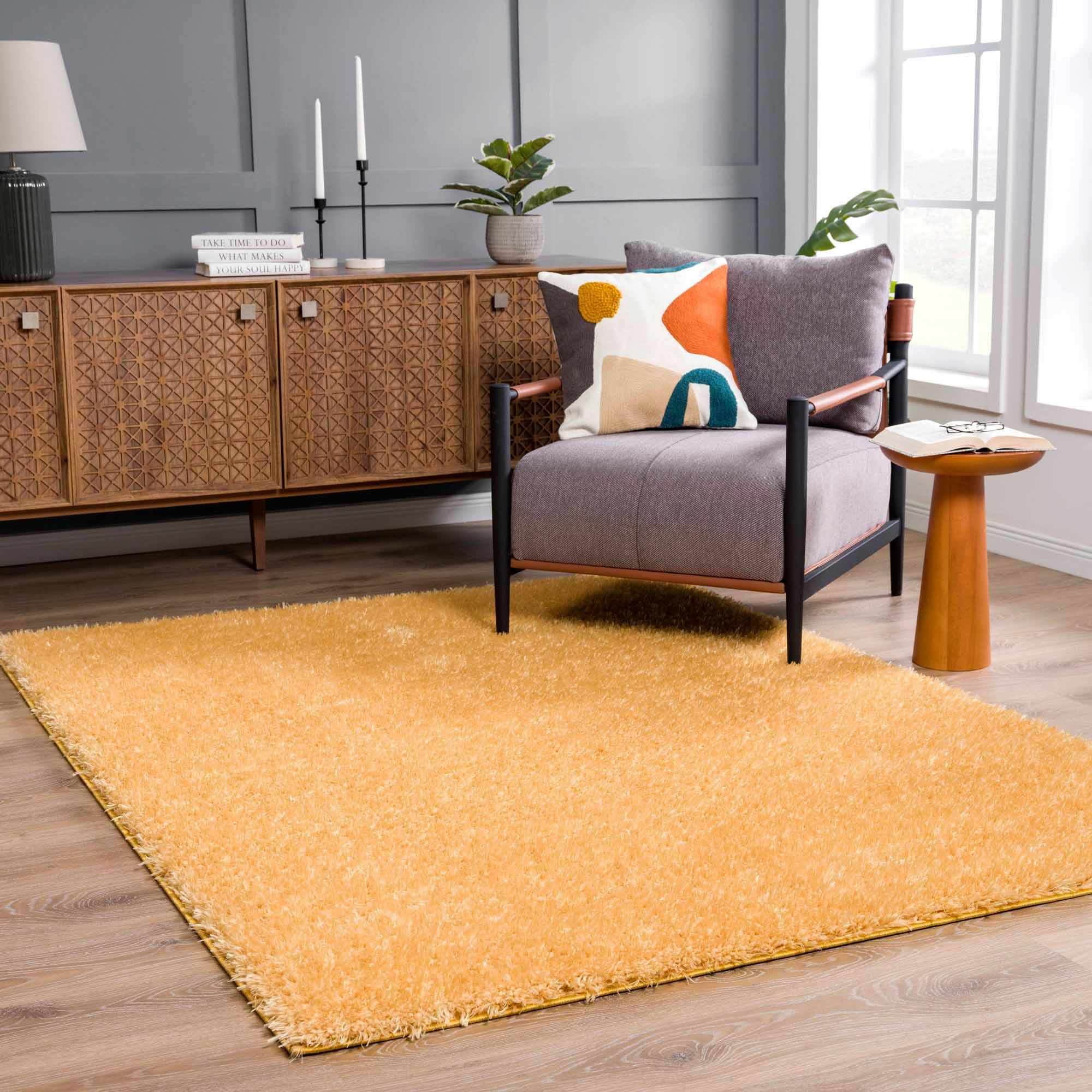 Gold Fun Rug Faina Solid Gold Shag Rug Washable