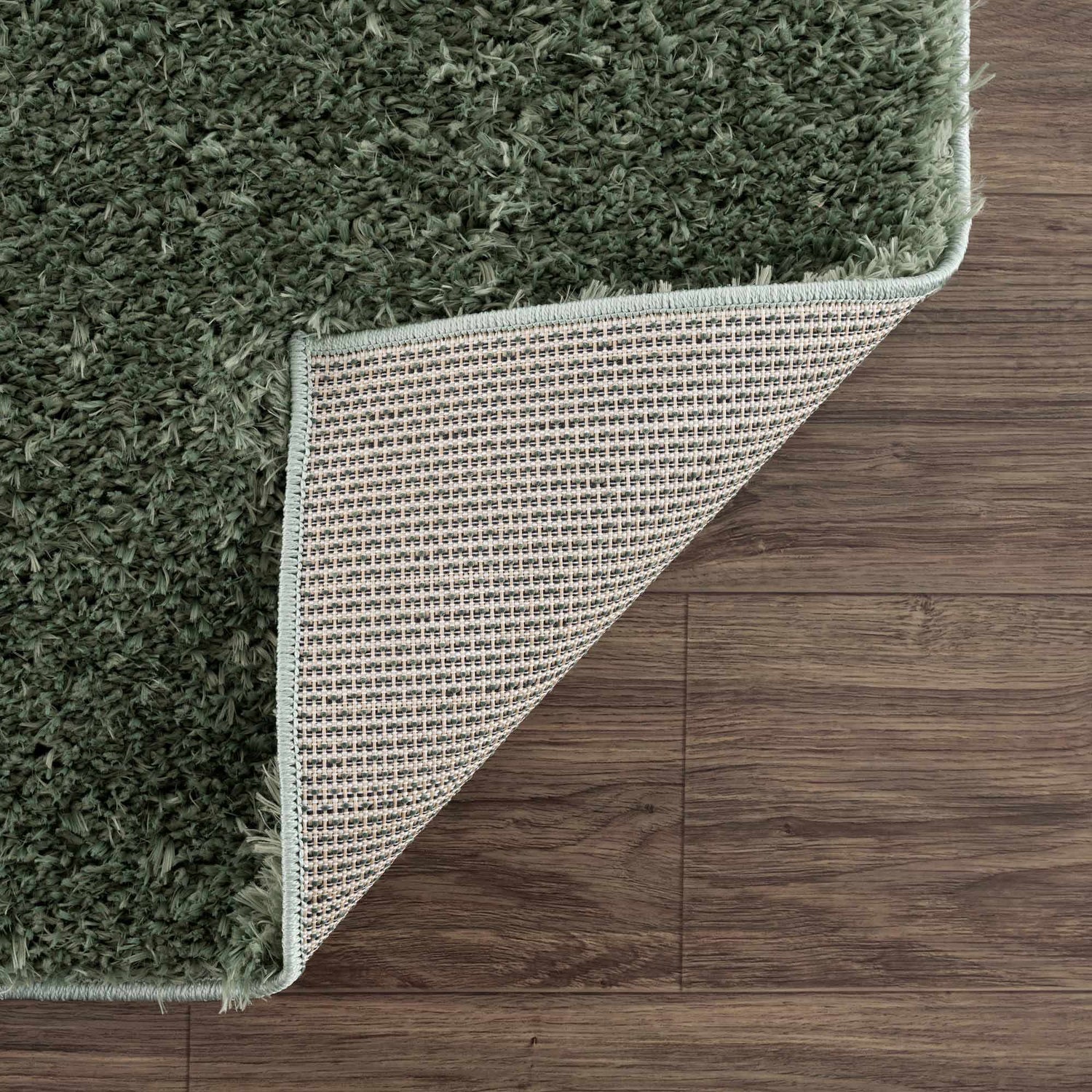 Faina Solid Green Shag Washable Area Rug - Clearance