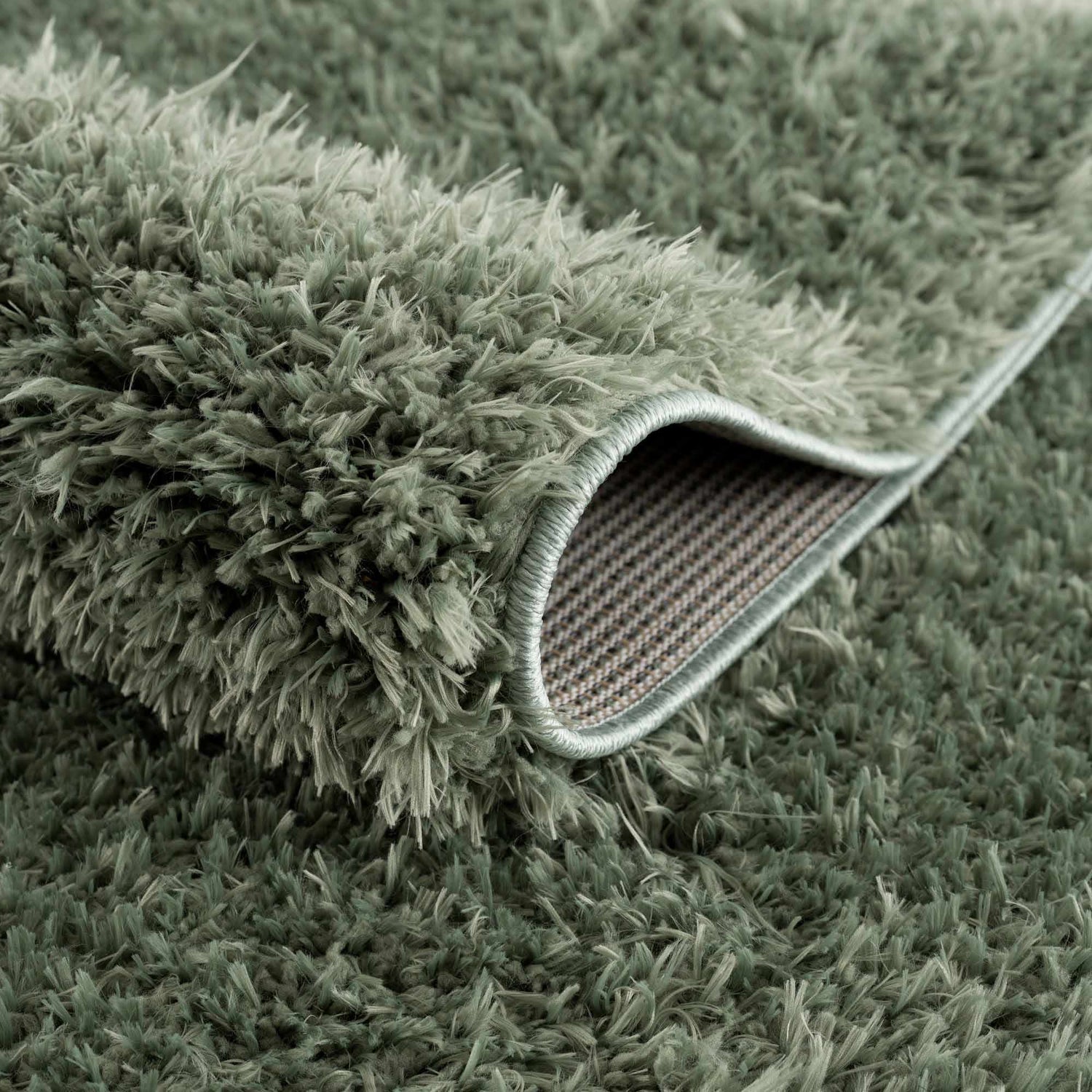 Faina Solid Green Shag Washable Area Rug - Clearance