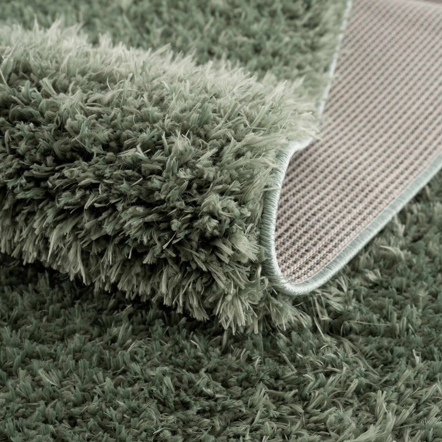 Faina Solid Green Shag Washable Area Rug - Clearance