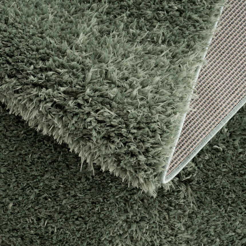 Faina Solid Green Shag Washable Area Rug - Clearance