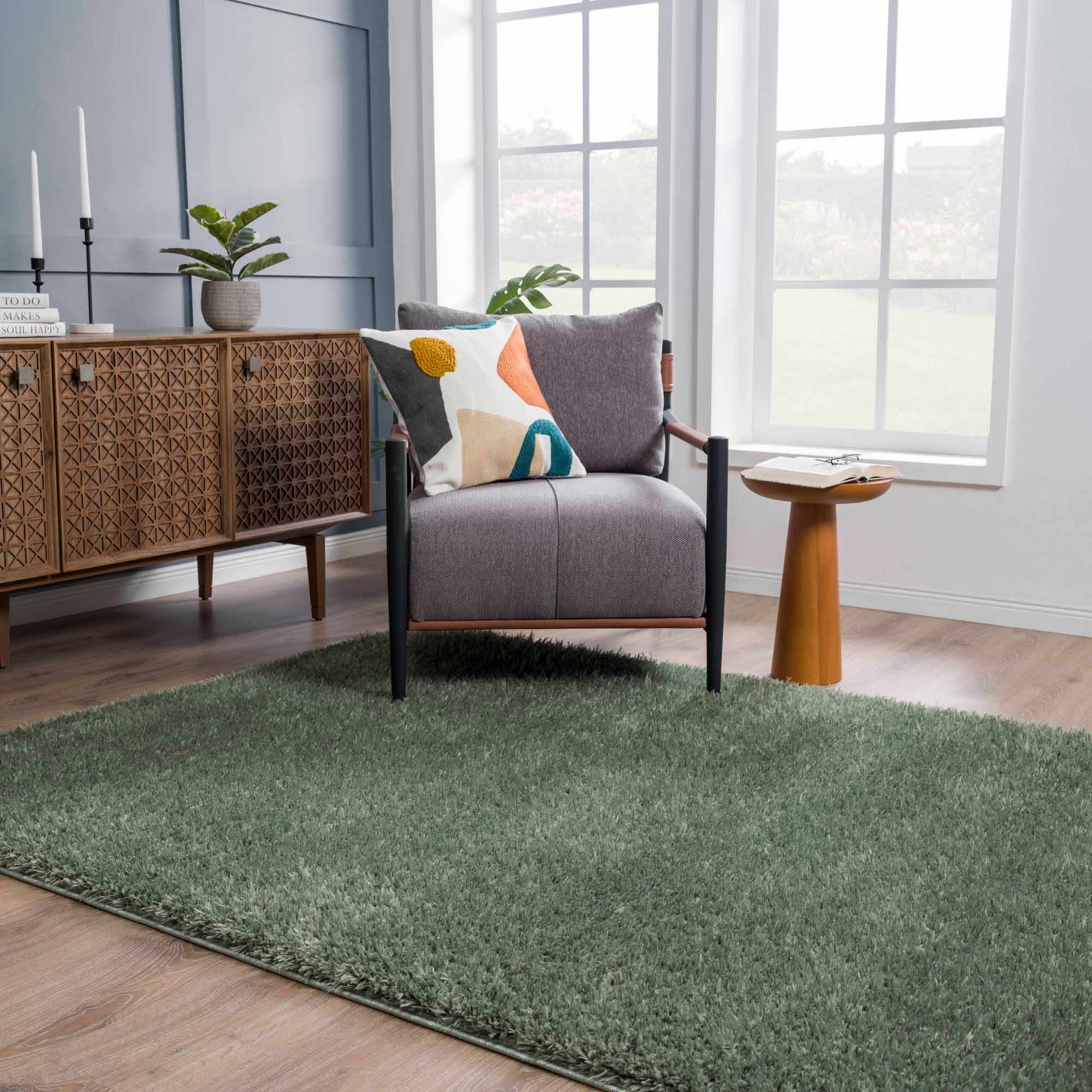 Solid Green Rug Faina Solid Green Shag Rug Washable