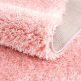 Faina Solid Pink Shag Washable Area Rug - Clearance