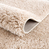 Faina Solid Beige Shag Washable Area Rug - Clearance