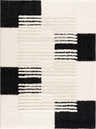 Close-up of the Astro Modern Shag Area Rug. Features a geometric pattern in black and driftwood hues, with a soft shag texture. Design-Rectangle-537