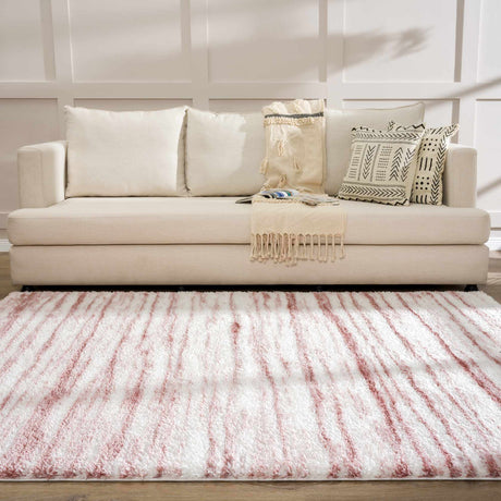 Melia Pink Striped Plush Rug