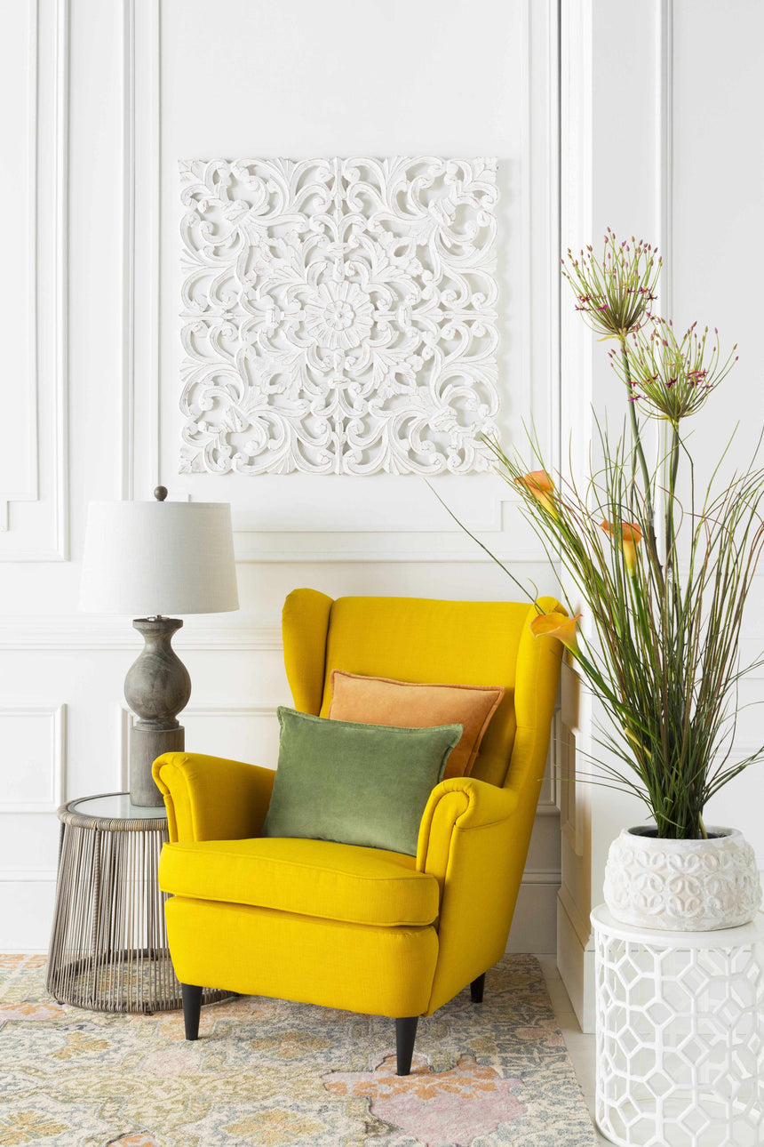 Hinunangan White Geometric Pattern End Table