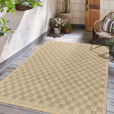 Jurek Beige Checkered Area Rug