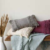 Kiamba Mauve Textured Fringe Throw Pillow - Clearance