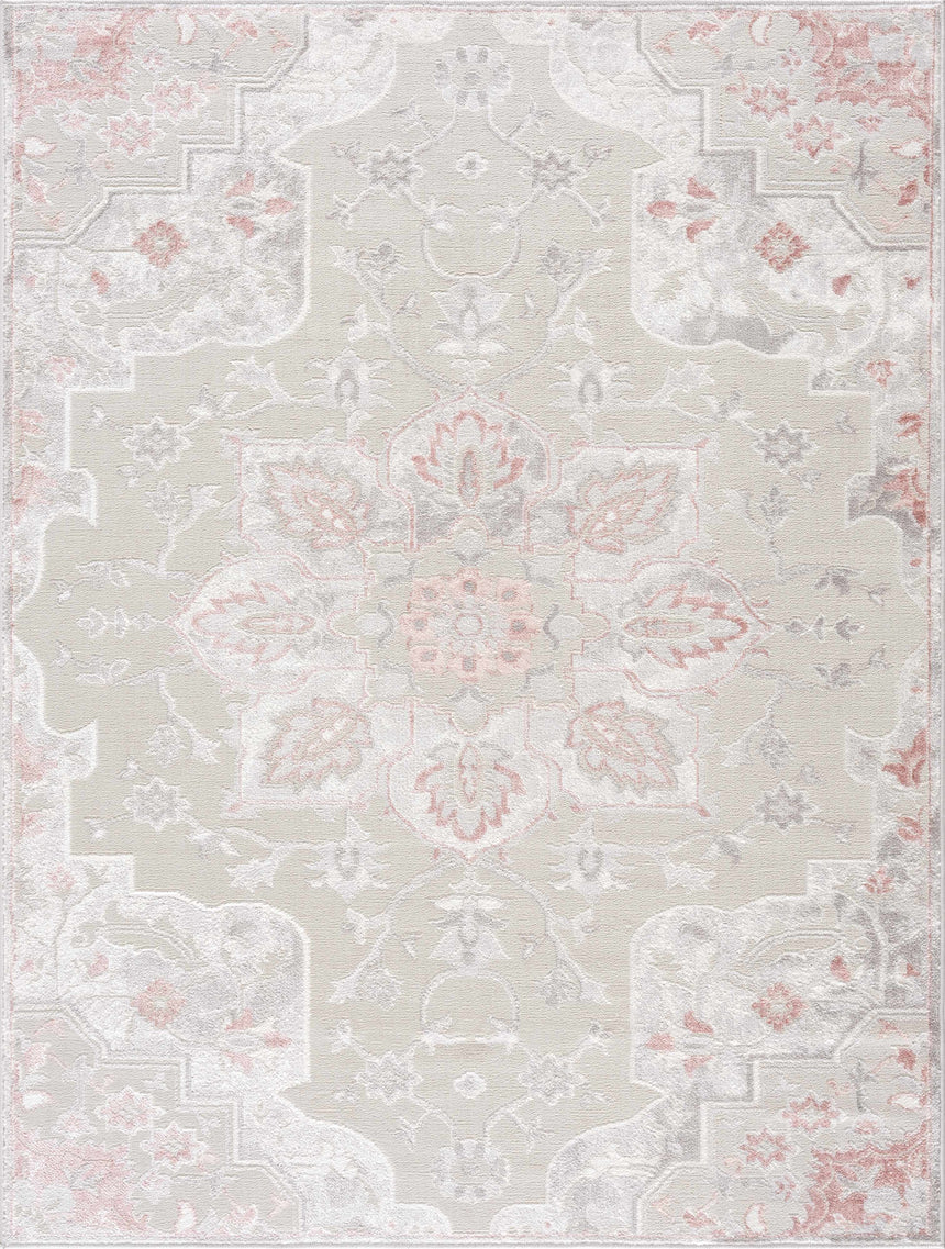 Calum Pink Floral Thick Area Rug - Clearance
